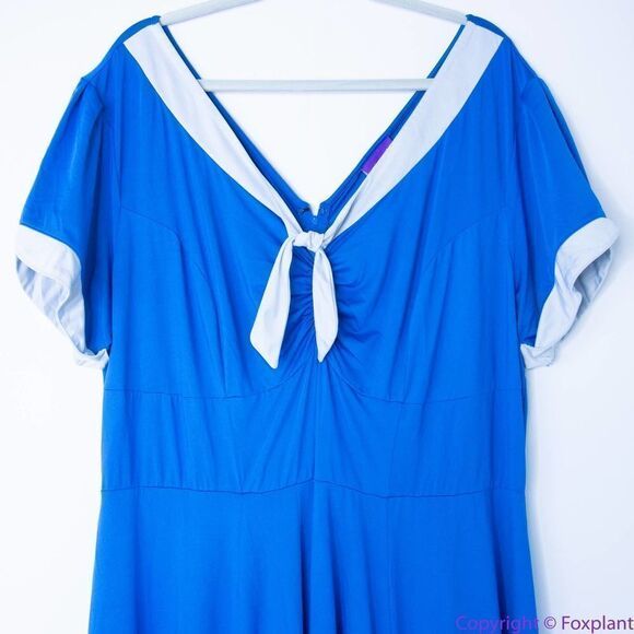 Unique Vintage Gwynnie Bee Contrast Trim Blue Dress, 2X - Picture 4 of 16